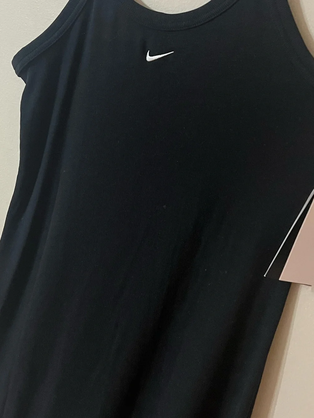 Nike Women's Sportswear Chill Knit Tight Mini-Rib Tank Dress Black Size Large